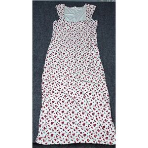 Riley James Floral Maxi Dress Womens XL White Red Sleeveless Square Neck Slit